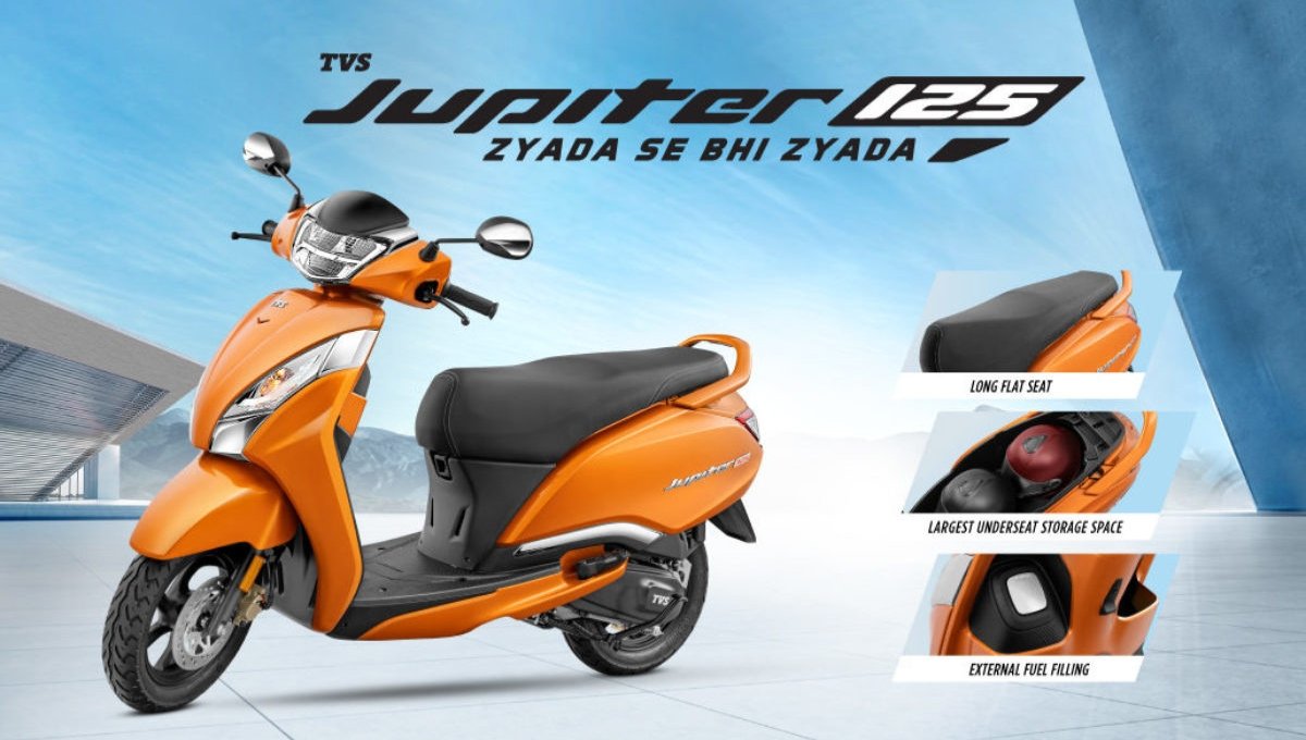 TVS Jupiter 125: 124.8cc इंजन, LED हेडलाइट और 33L स्टोरेज के साथ कीमत और फीचर्स जानें