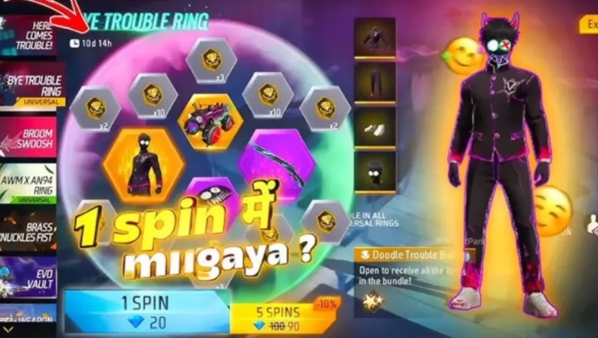 Free Fire Bye Trouble Ring Event: 1 Spin में जीतें खास Bundle और Exclusive Rewards