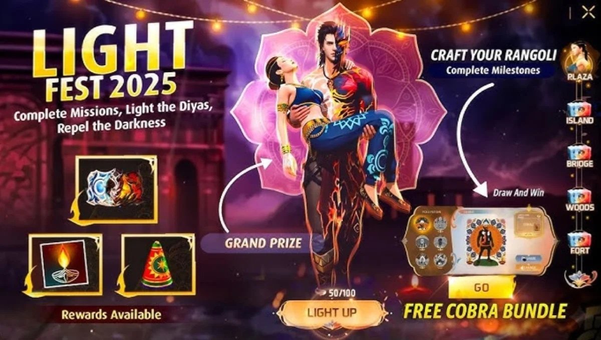 Free Fire Diwali Rewards 2025: रंगोली बनाओ और जीतो Magic Cube, Emotes और 50X डायमंड्स