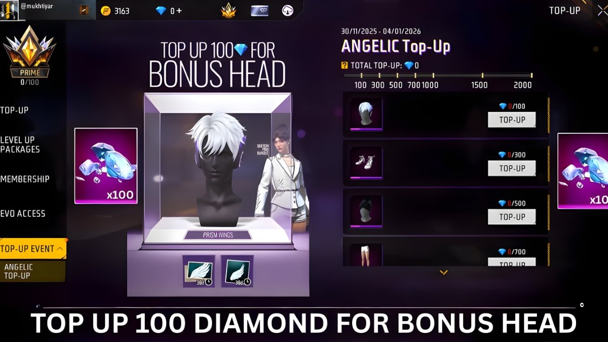 TOP UP 100 DIAMOND FOR BONUS HEAD