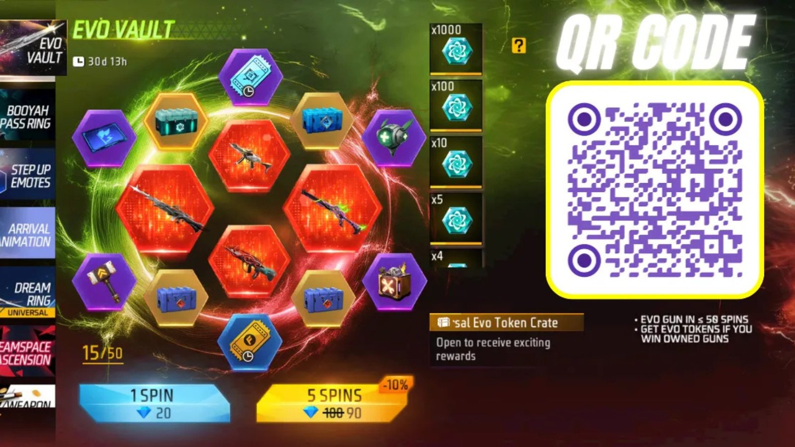 Free Fire Evo Vault Gun Skins QR Code